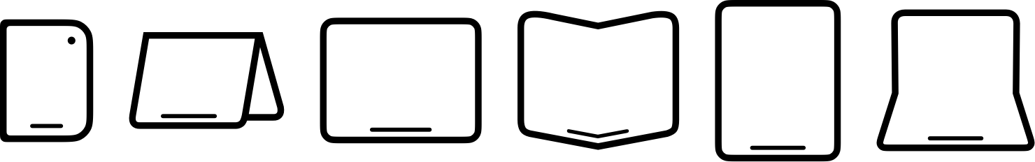 An illustration of six device poses for iPhone Duo.